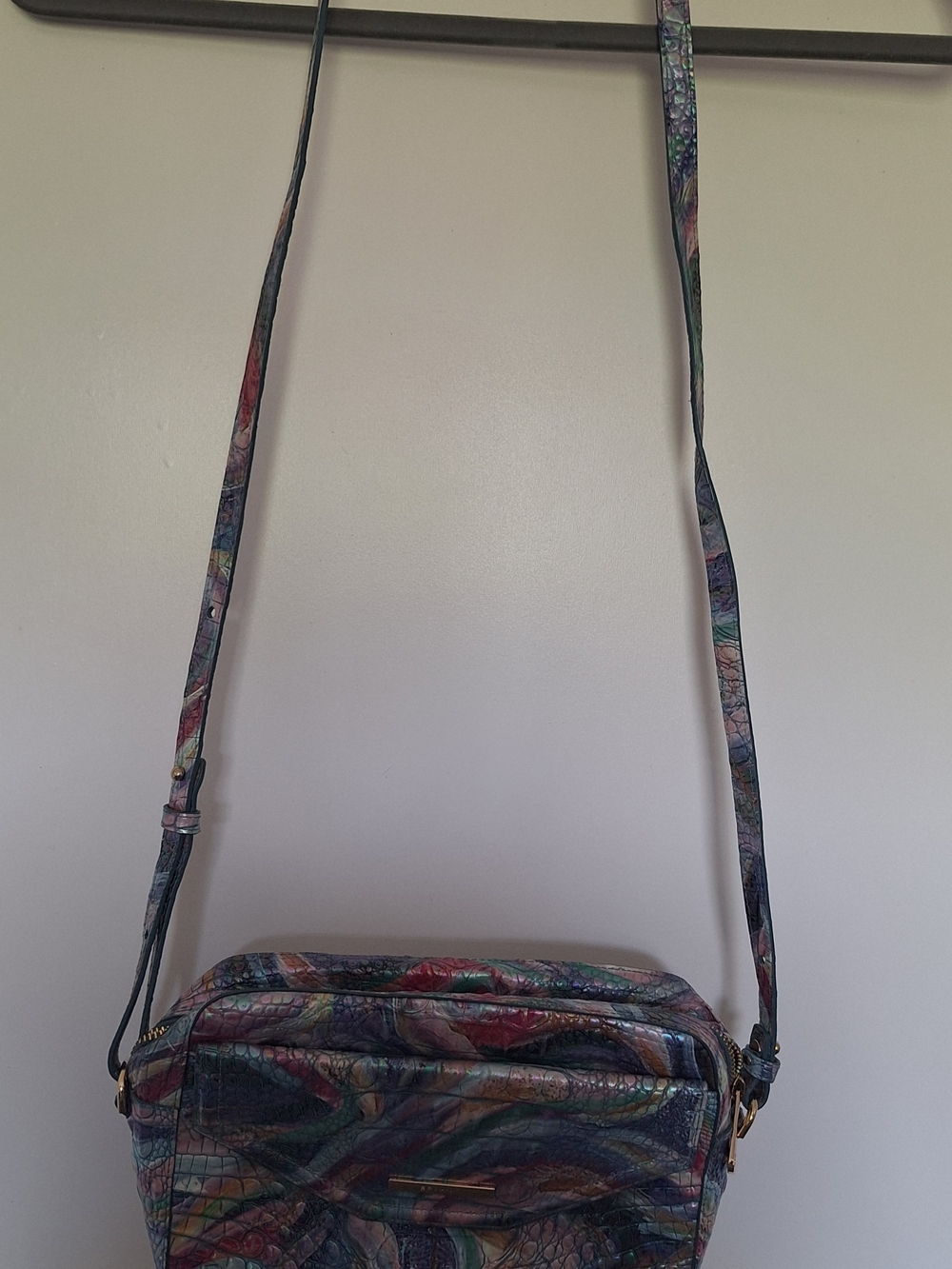 Brahmin Multicolor Crocodile-Embossed Leather Crossbody Bag